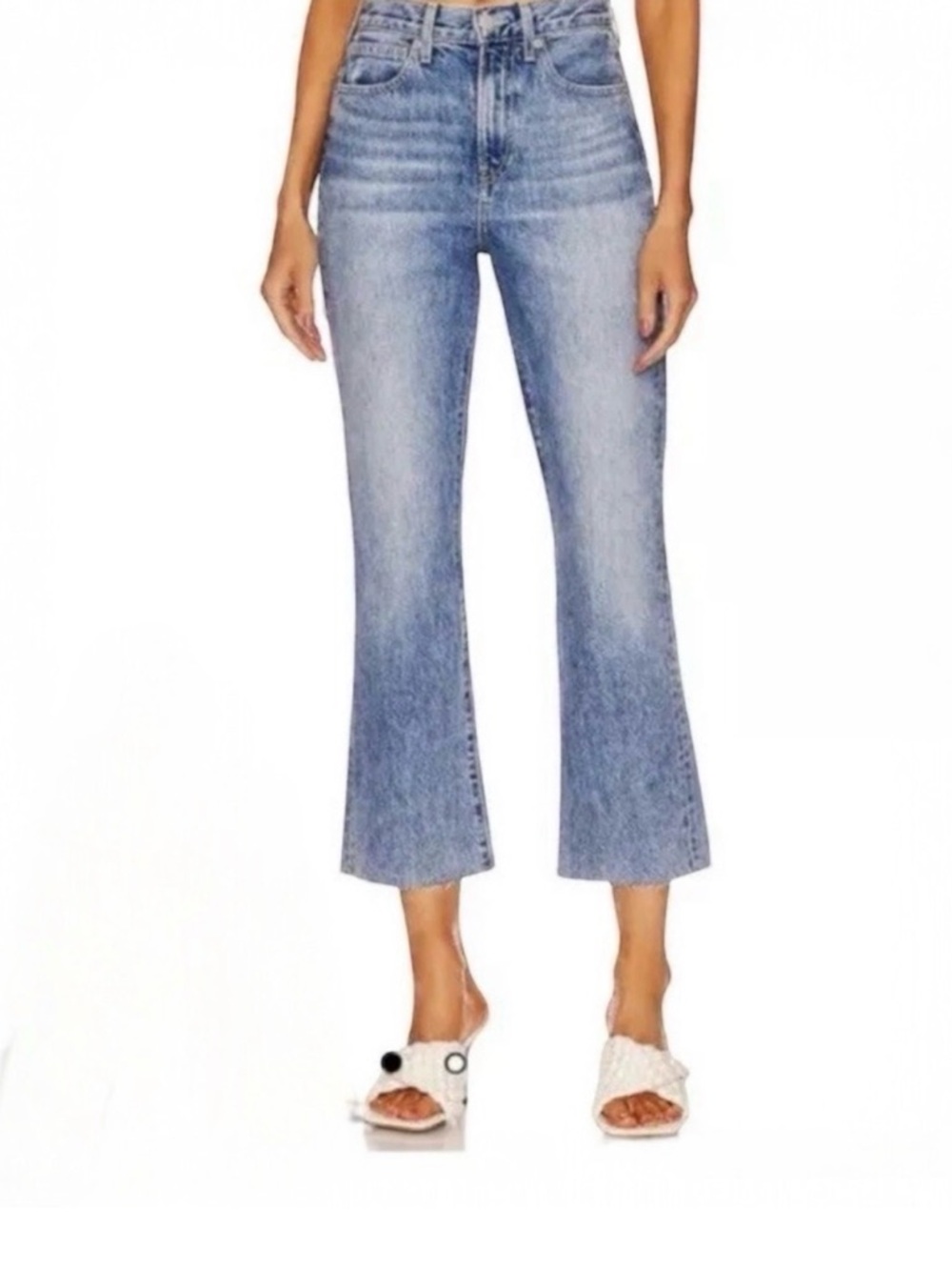 Veronica Beard Carly Kick Flare High Rise Jeans - Pebble